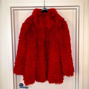 Statement peice fox fur red jacket